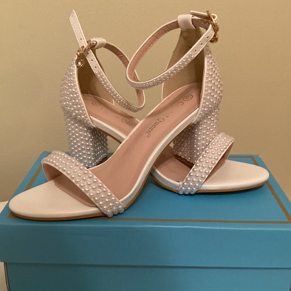 Pearl Block Heel Sandals